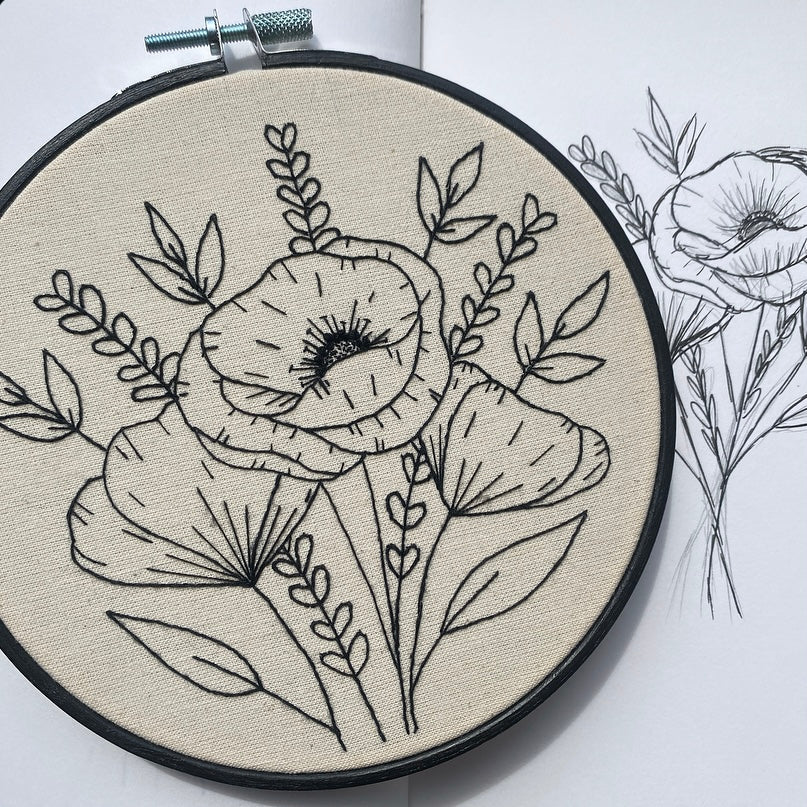 August Birth Flower Hand Embroidery Pattern PDF