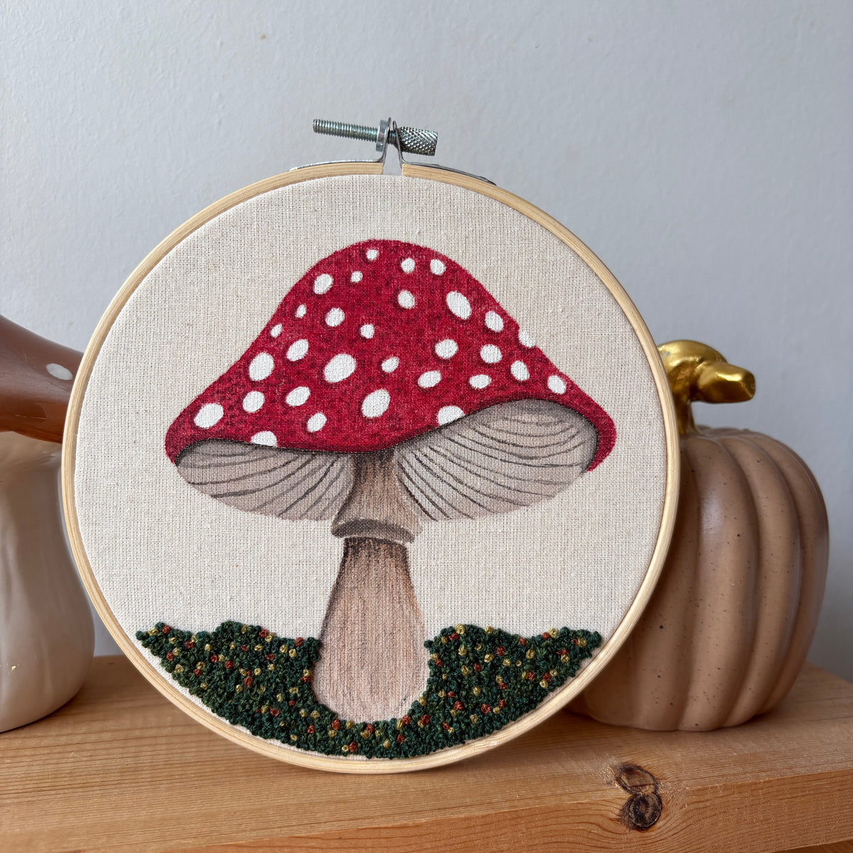Toadstool Mixed Media Embroidery Art