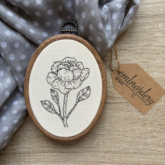 Fine-Line Floral Hand-Embroidered Artwork
