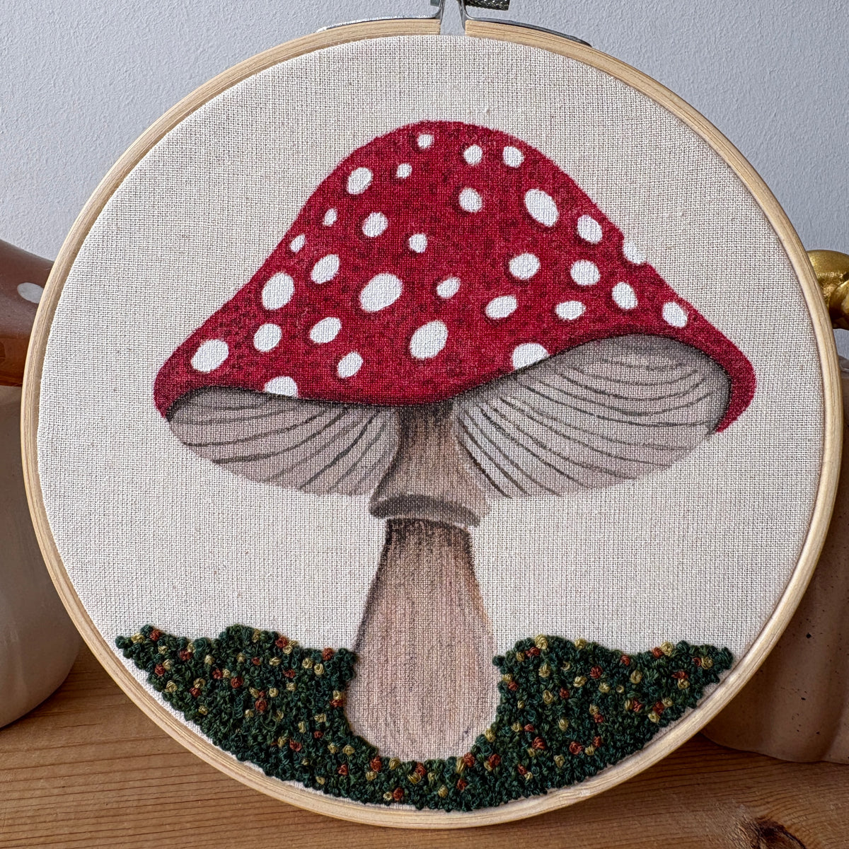 Toadstool Mixed Media Embroidery Art