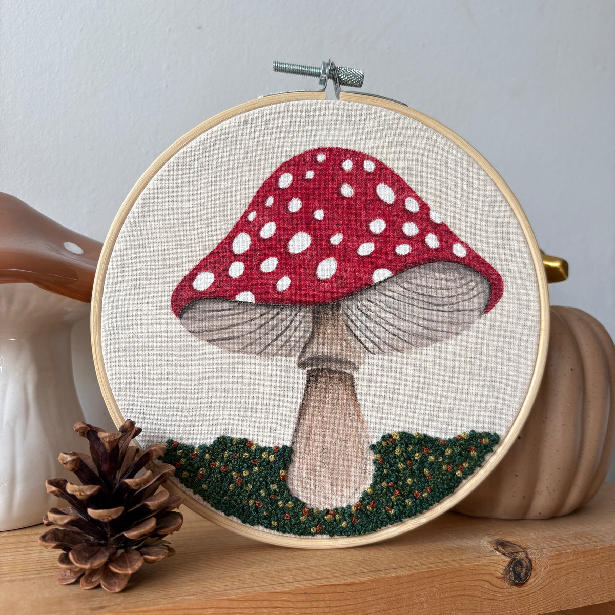 Toadstool Mixed Media Embroidery Art