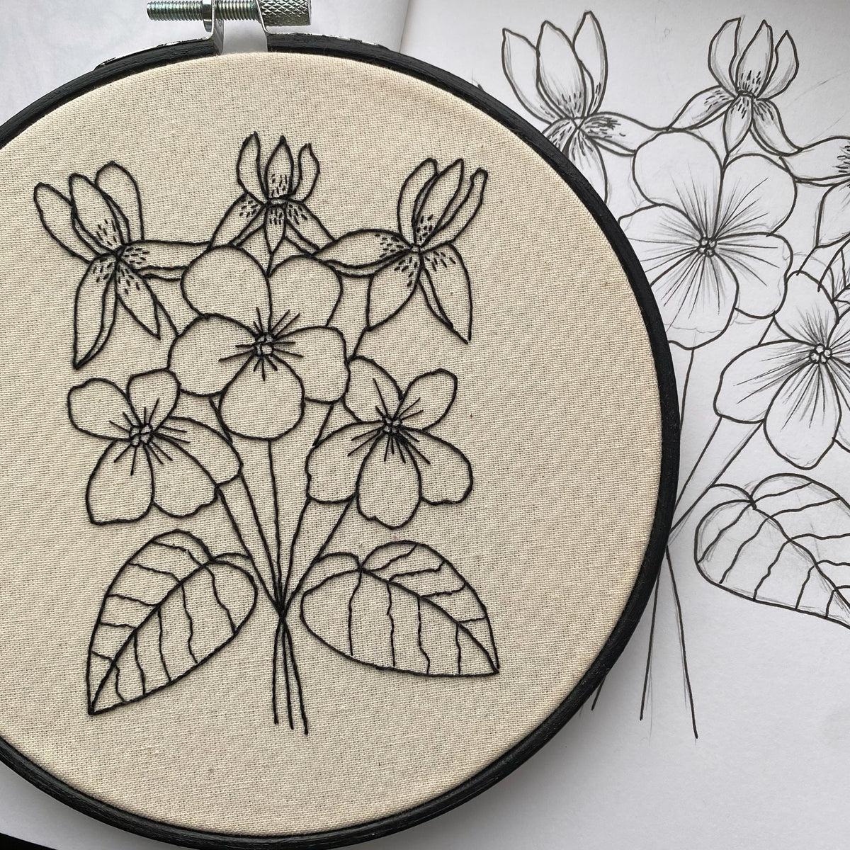 February Birth Flower Hand Embroidery Pattern PDF