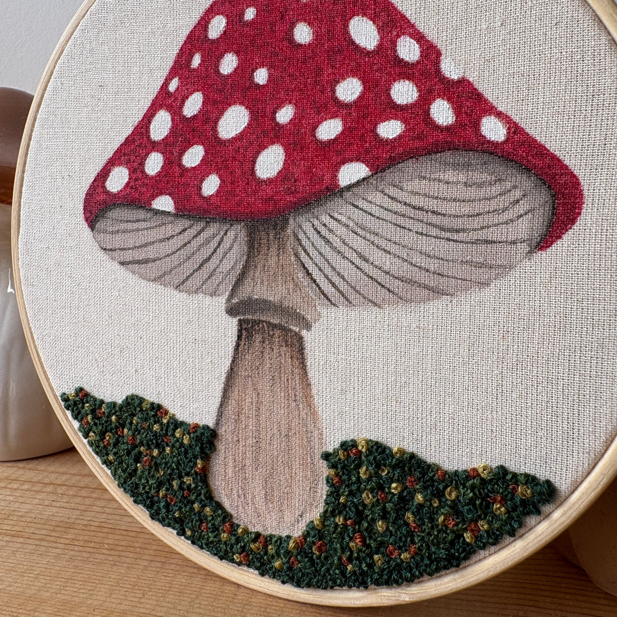 Toadstool Mixed Media Embroidery Art