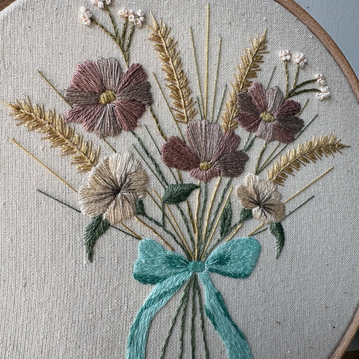 Wildflower Bouquet Hand-Embroidered Artwork
